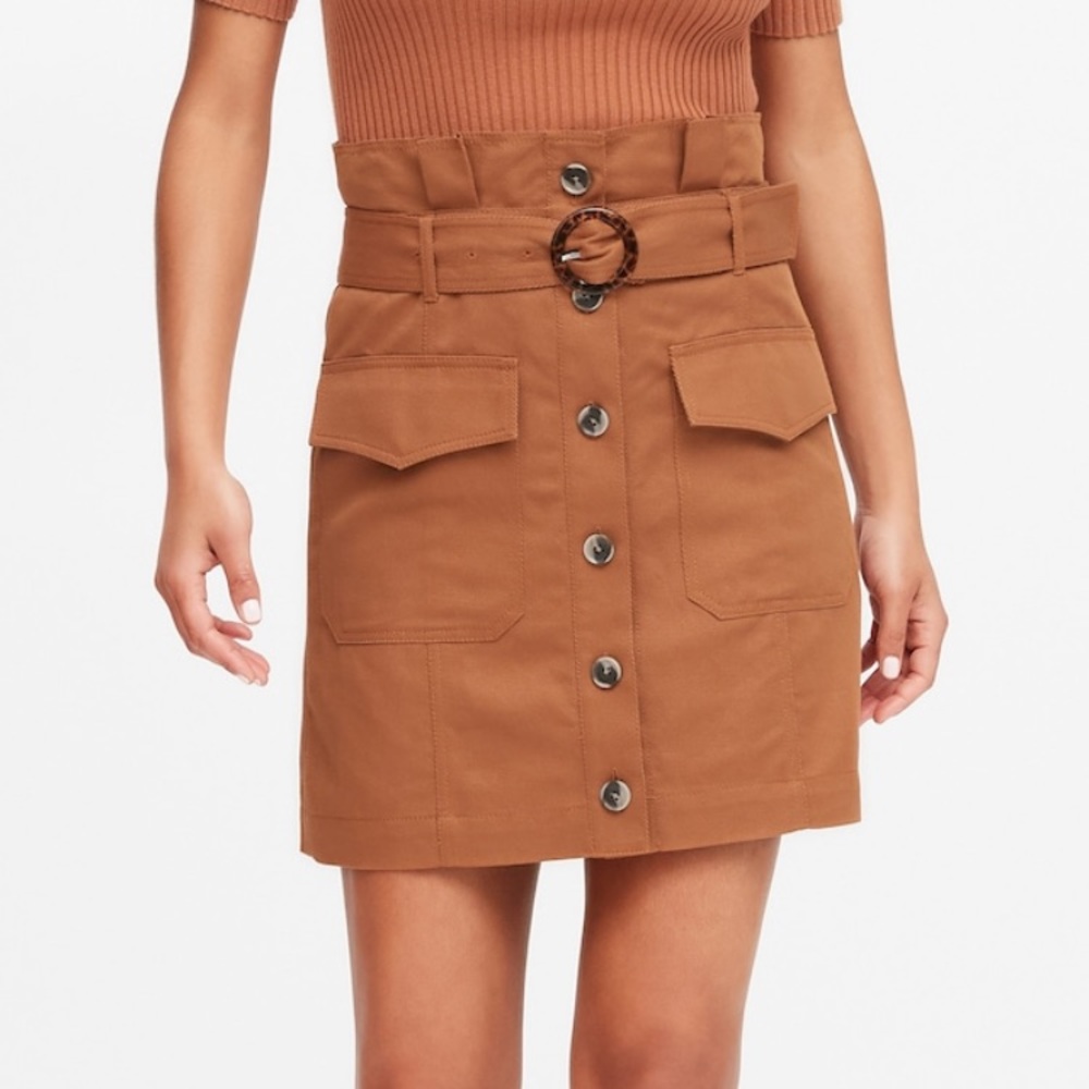 BANANA REPUBLIC High-Waisted Belted Skirt in Rust